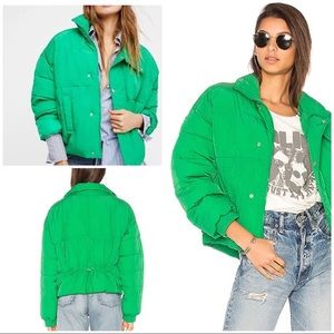 Free people green puffy jacket